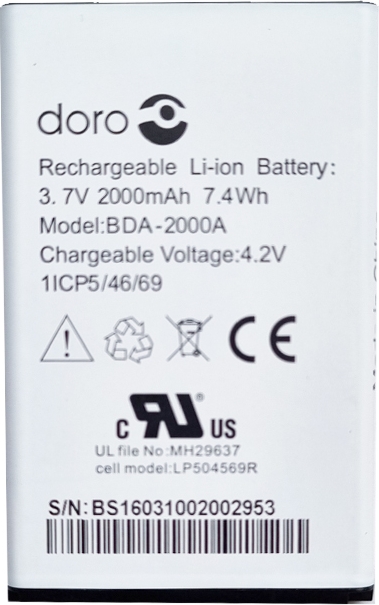 Batterie BDA-2000A Pour Doro Liberto 825,822, 8030