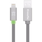 XtremeMac Flat LED Datakabel Lightning MFI 1,2 meter Space Grey